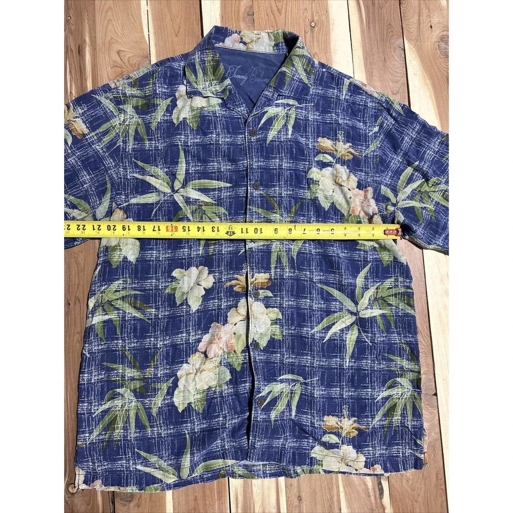 Tommy Bahama Blue Silk Hawaiian Floral Shirt Short Sleeve Button Up Beach Sz L - Picture 3 of 8